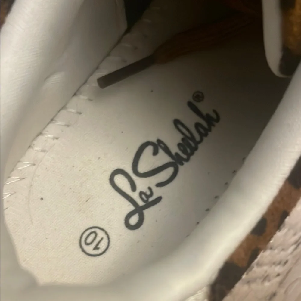 Leopard Print Sneakers with White Details and stitch detail, rubber sole - Picture 9 of 9